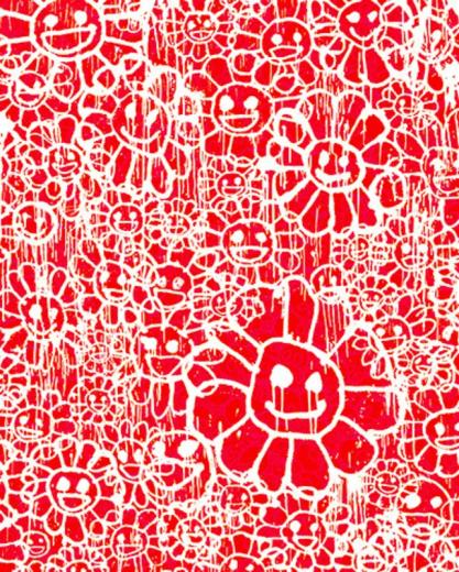 村上隆　版画　madsaki flowers A Red