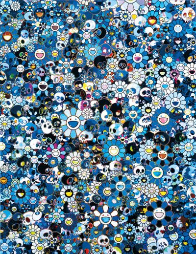 美術品/アンティーク村上隆 ジグソーパズル SKULLS & FLOWERS BLUE SIGNAL